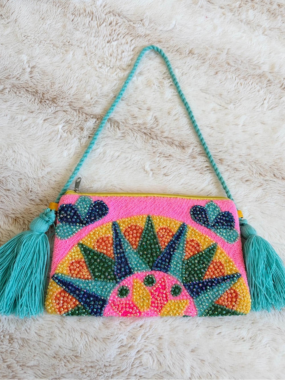 ✨ Handmade Wayuu Beaded Rhinestone Tassel Shoulder Bag Y2K Boho Festival Etsy